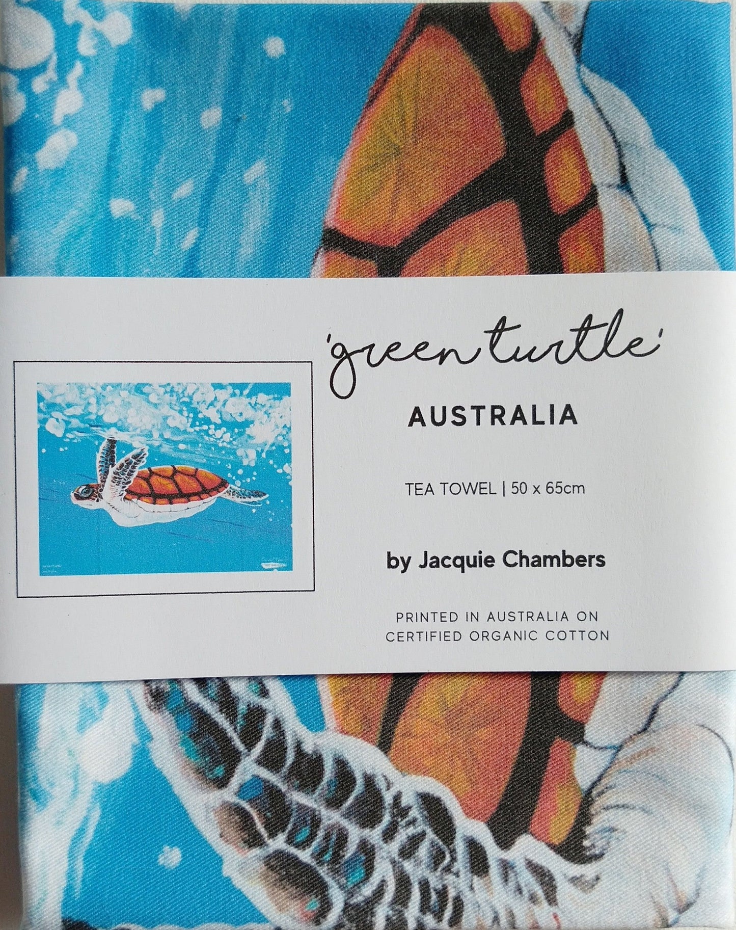 Tea Towel - Green turtle