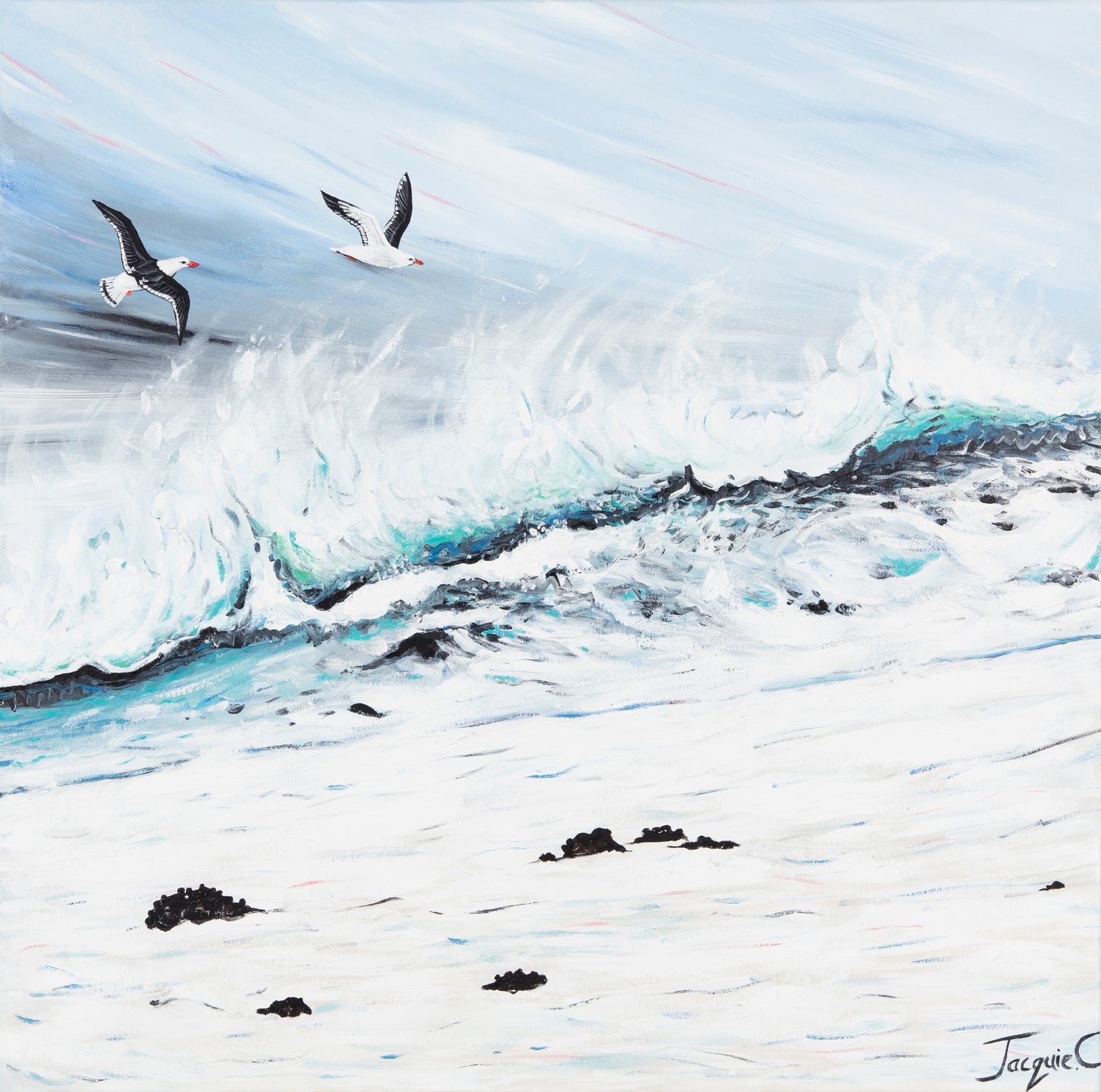 Fine Art Canvas Print - Surf Beach Sea birds