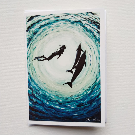 Greeting card - Dolphin girl