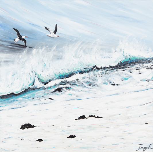 Fine Art Canvas Print - Surf Beach Sea birds